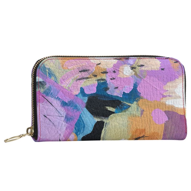 Leather Zip Wallet "Paper Roses"