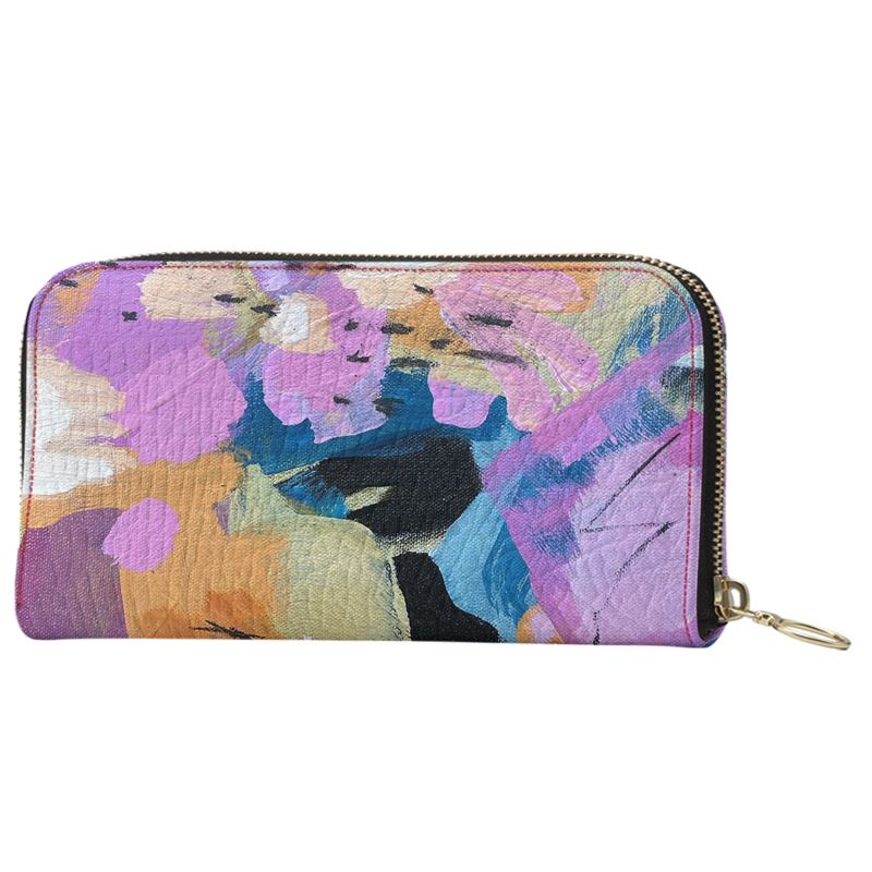 Leather Zip Wallet "Paper Roses"