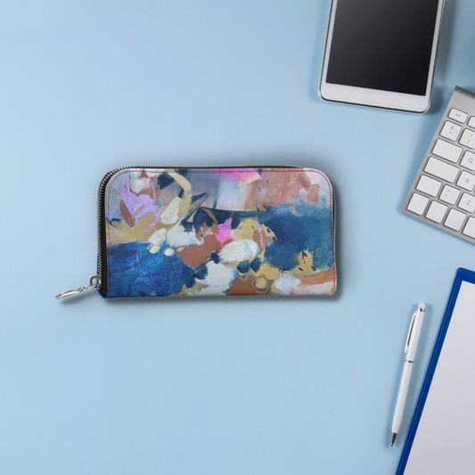 Leather Zip Wallet "Let's Groove"