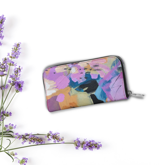 Leather Zip Wallet "Paper Roses"